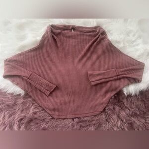 Free People Waffle Dolman Knit Cowl Mauve Shirt